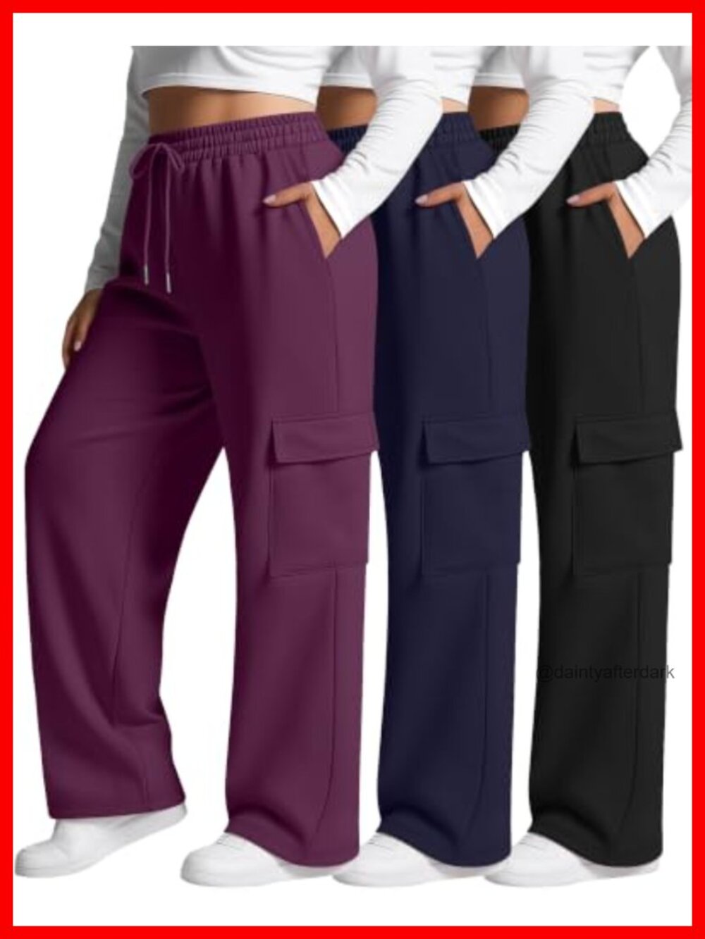 Plus Size Cargo Sweatpants Wide Leg Baggy Lounge Pants 3 Pack